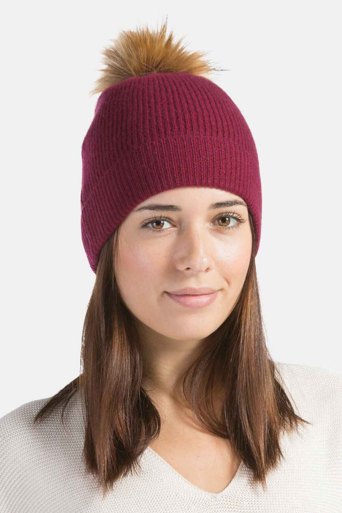 The Cashmere Project NWT Hat Cashmere Pom Pom Beanie  Coffee Bean Heather Combo FW21_12130_POM_POM_TAUPE_STILL  main image 2