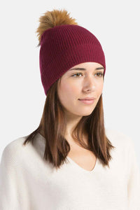 Women's 100% Pure Cashmere Pom Beanie Hat Womens>Accessories>Hat Fishers Finery 