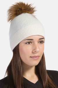 Women's 100% Pure Cashmere Pom Beanie Hat Womens>Accessories>Hat Fishers Finery 