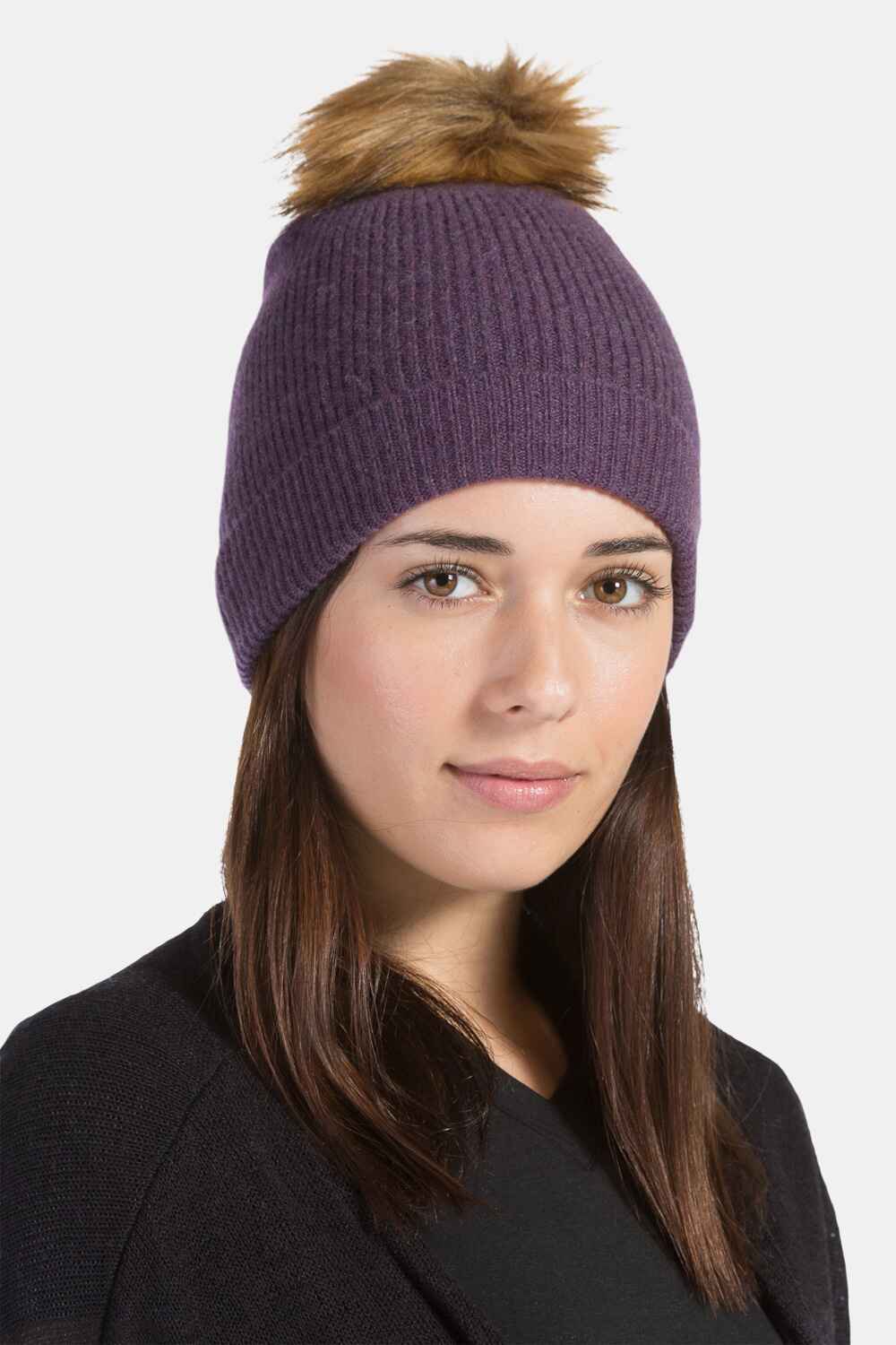 Women's 100% Pure Cashmere Pom Beanie Hat Womens>Accessories>Hat Fishers Finery 