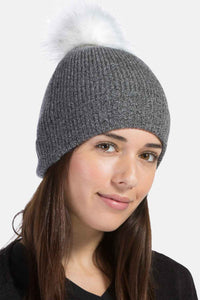 Women's 100% Pure Cashmere Pom Beanie Hat Womens>Accessories>Hat Fishers Finery 