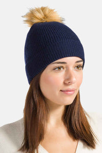 Women's 100% Pure Cashmere Pom Beanie Hat Womens>Accessories>Hat Fishers Finery 