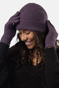 Women's 2pc 100% Cashmere Ribbed Beanie Hat & Glove Set with Gift Box Womens>Accessories>Cashmere Set Fishers Finery 