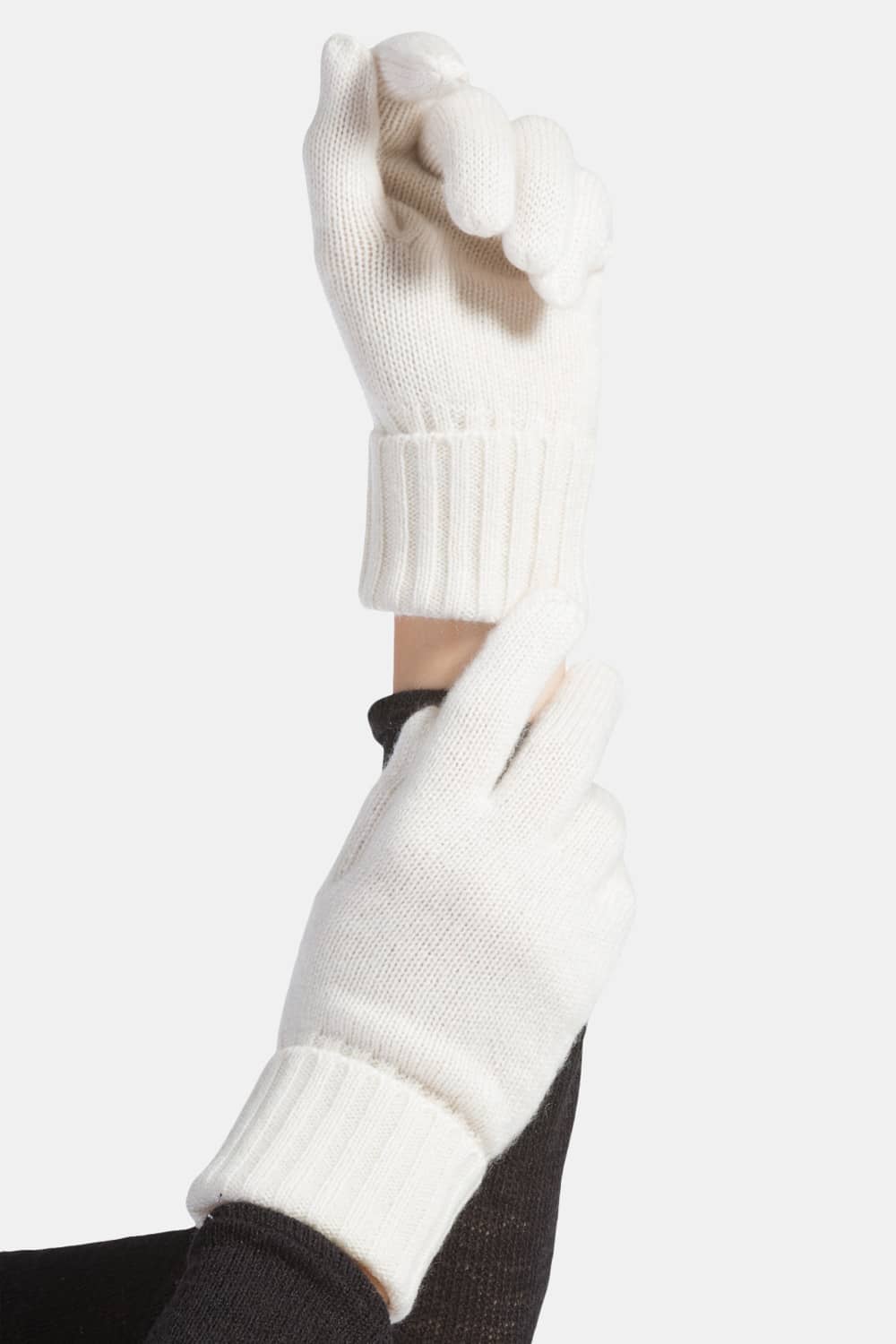 Women's 100% Pure Cashmere Gloves with Ribbed Cuff Womens>Accessories>Gloves Fishers Finery Cream 