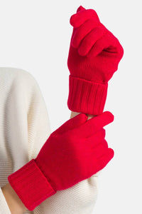 Women's 100% Pure Cashmere Gloves with Ribbed Cuff Womens>Accessories>Gloves Fishers Finery Cardinal Red 