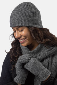 Women's 3pc 100% Cashmere Ribbed Beanie, Glove & Scarf Set with Gift Box Womens>Accessories>Cashmere Set Fishers Finery 