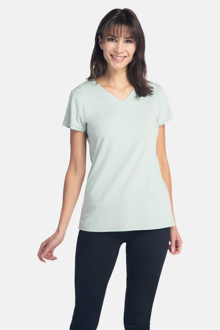 Women's Classic Fit EcoFabric™ V-Neck Tee Womens>Casual>Top Fishers Finery Sea Glass XS 