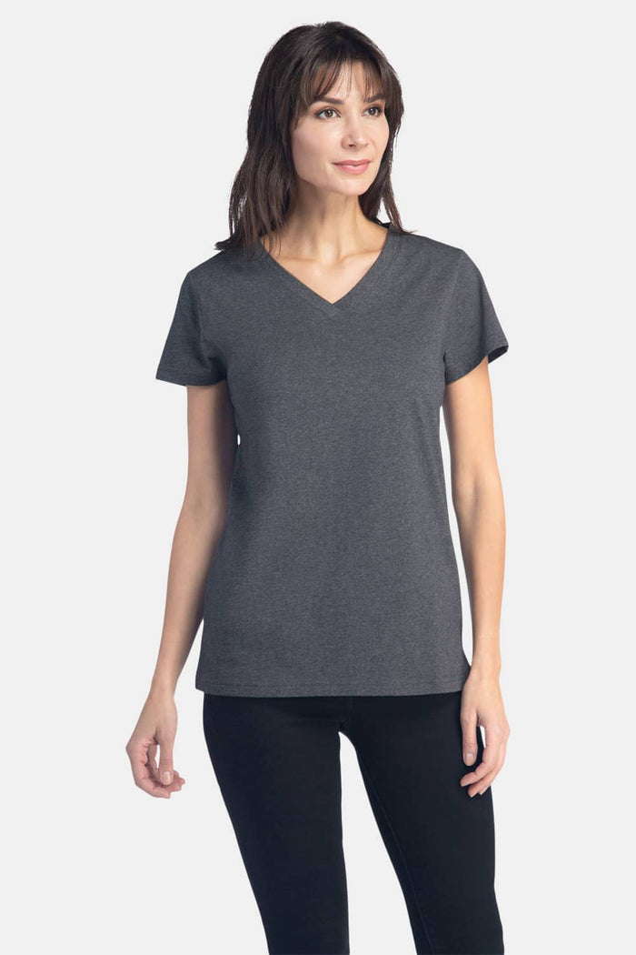 Women's Classic Fit EcoFabric™ V-Neck Tee Womens>Casual>Top Fishers Finery Heather Gray XS 