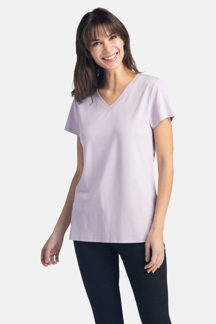 Women's Classic Fit EcoFabric™ V-Neck Tee Womens>Casual>Top Fishers Finery Lavender Fog XS 