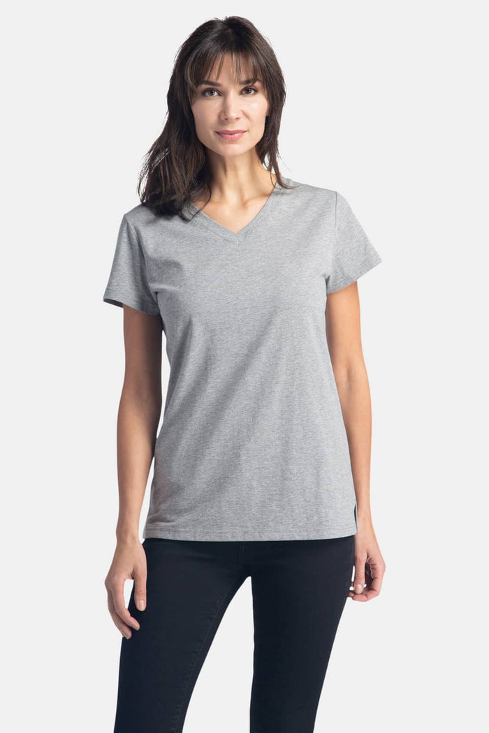 Women's Classic Fit EcoFabric™ V-Neck Tee Womens>Casual>Top Fishers Finery Light Heather Gray XS 