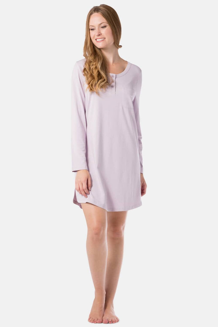 Women's EcoFabric™ Above Knee Henley Nightshirt Womens>Sleep and Lounge>Nightgown Fishers Finery Lavender X-Small