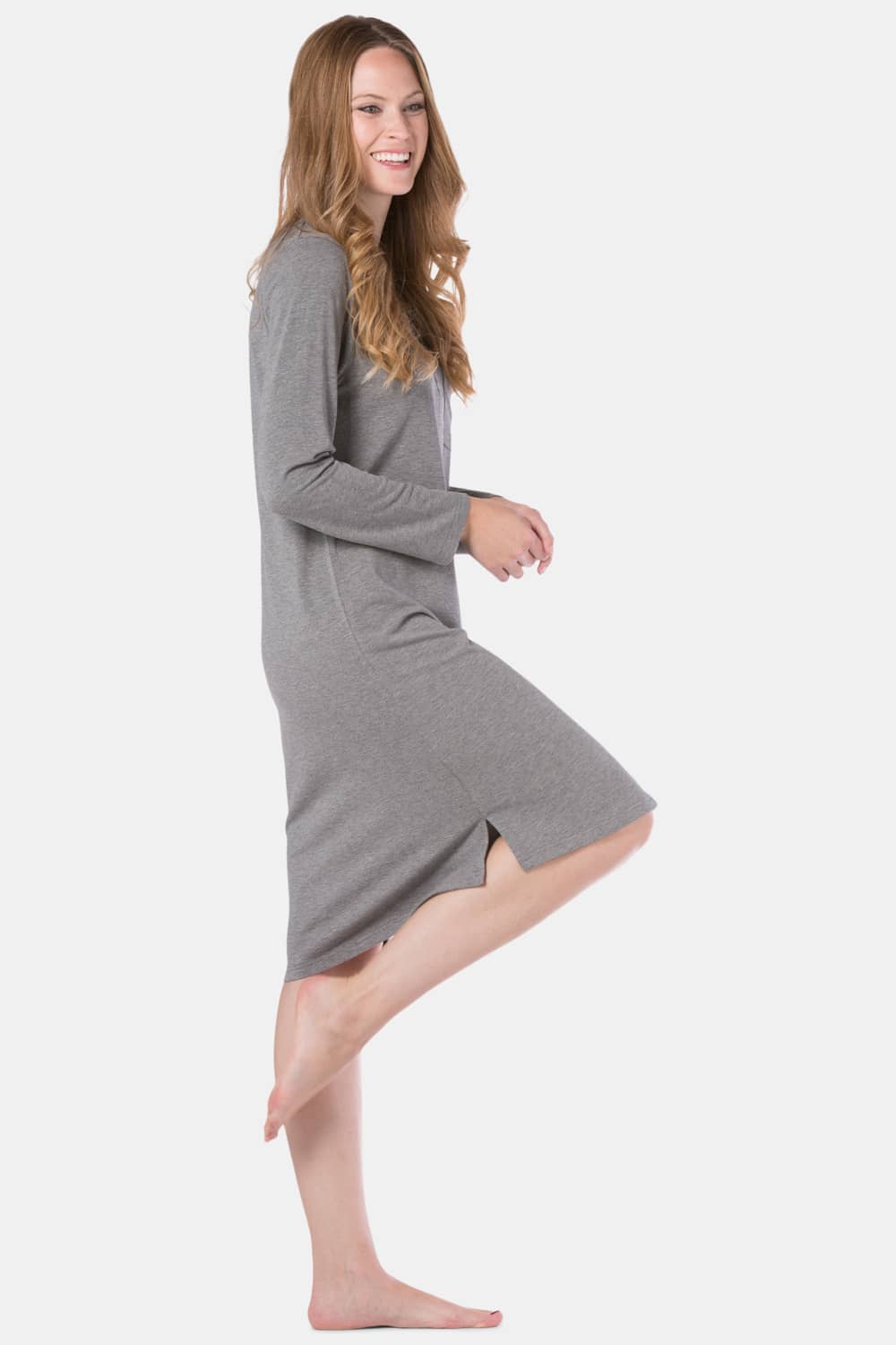 Women's EcoFabric™ Below Knee Henley Nightshirt Womens>Sleep and Lounge>Nightgown Fishers Finery 