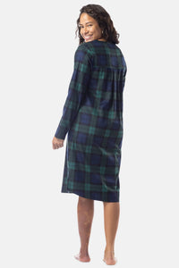 Women's EcoFlannel™ Below Knee Henley Nightshirt Womens>Sleep and Lounge>Nightgown Fishers Finery 