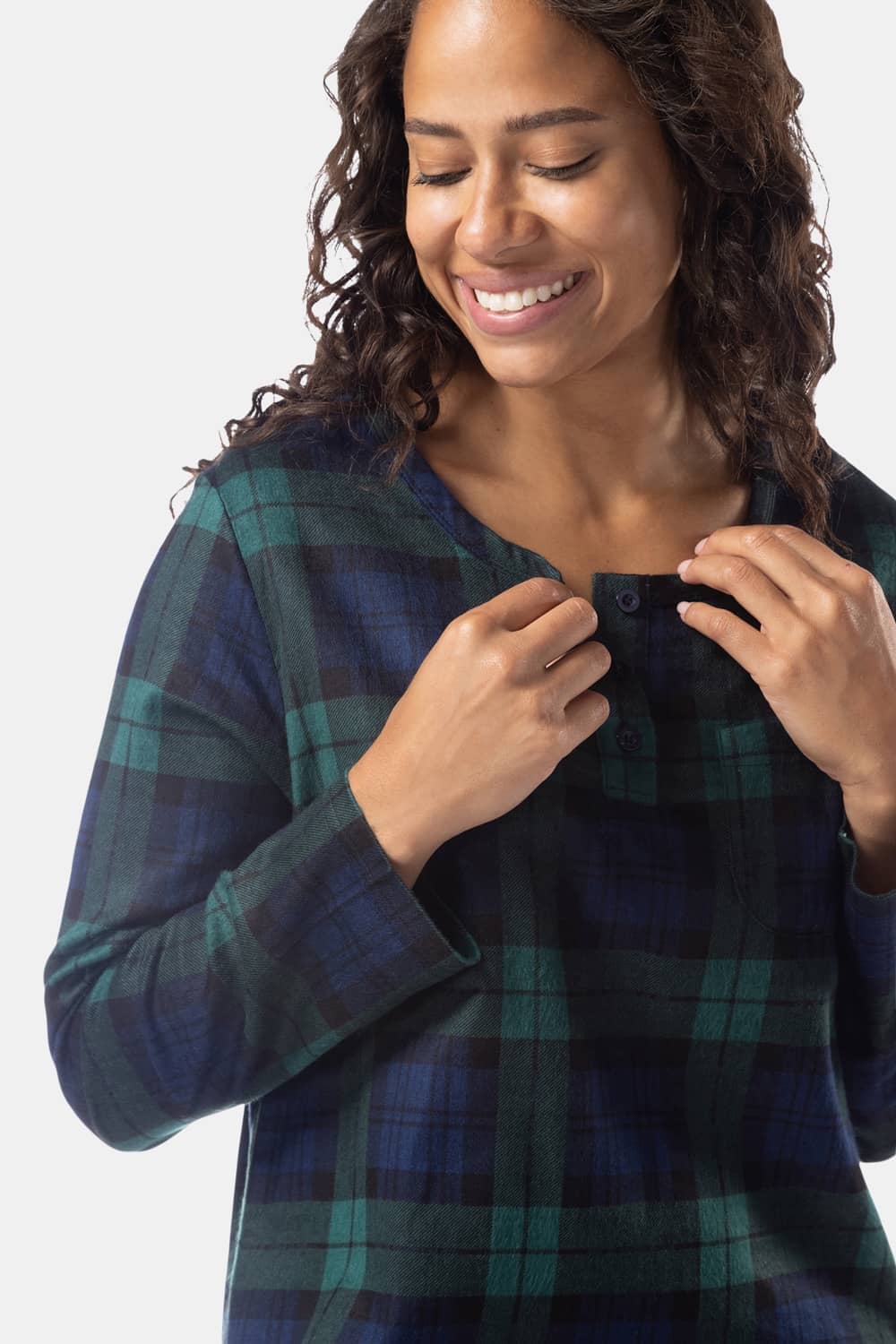 Women's EcoFlannel™ Below Knee Henley Nightshirt Womens>Sleep and Lounge>Nightgown Fishers Finery 