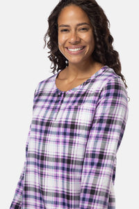 Women's EcoFlannel™ Below Knee Henley Nightshirt Womens>Sleep and Lounge>Nightgown Fishers Finery 