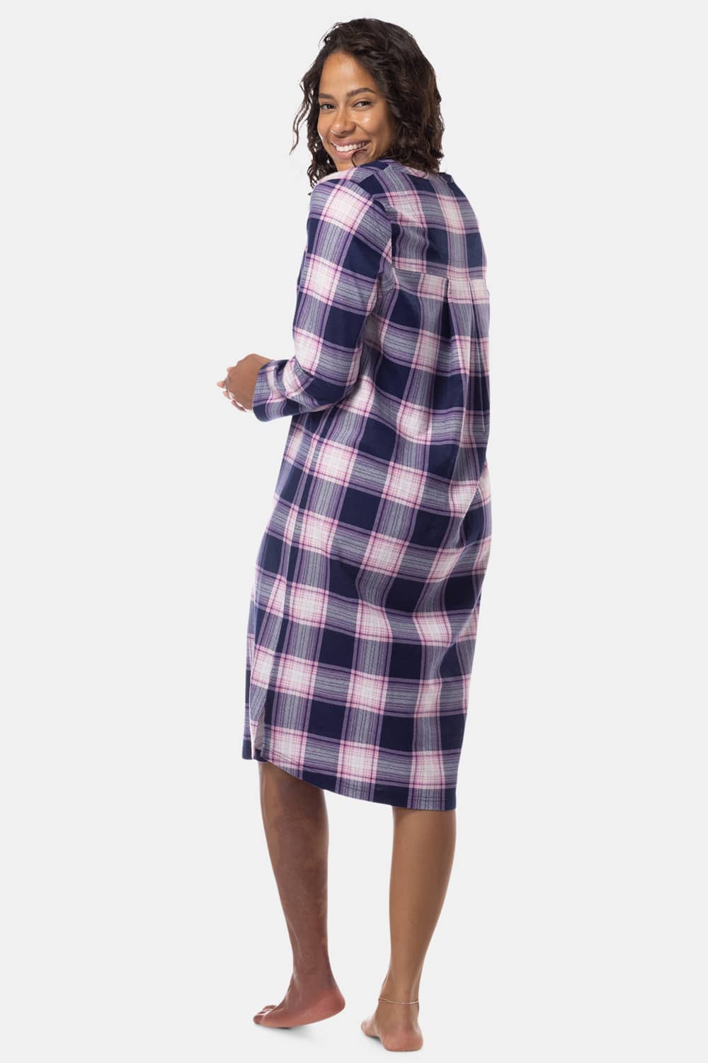 Women's EcoFlannel™ Below Knee Henley Nightshirt Womens>Sleep and Lounge>Nightgown Fishers Finery 