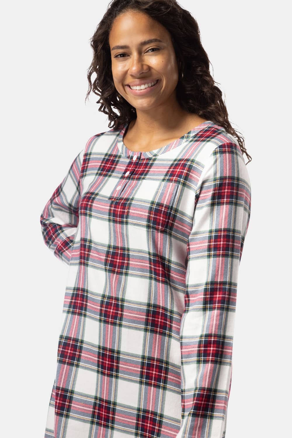 Women's EcoFlannel™ Below Knee Henley Nightshirt Womens>Sleep and Lounge>Nightgown Fishers Finery 