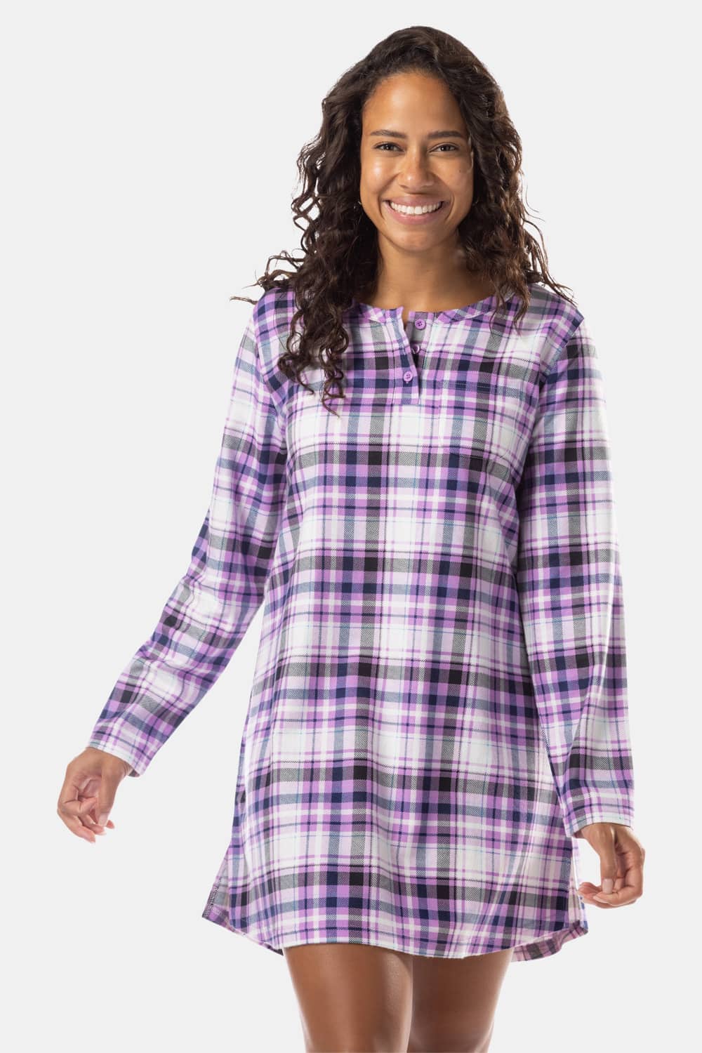 Women's EcoFlannel™ Above Knee Henley Nightshirt Womens>Sleep and Lounge>Nightgown Fishers Finery 