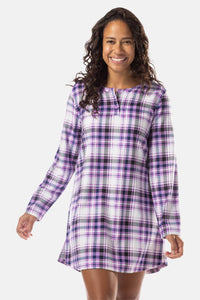 Women's EcoFlannel™ Above Knee Henley Nightshirt Womens>Sleep and Lounge>Nightgown Fishers Finery 