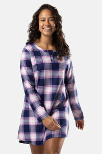 Women's EcoFlannel™ Above Knee Henley Nightshirt Womens>Sleep and Lounge>Nightgown Fishers Finery