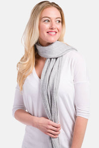 Women's 100% Cashmere Cable Knit Scarf with Gift Box Womens>Accessories>Scarf Fishers Finery Gray 