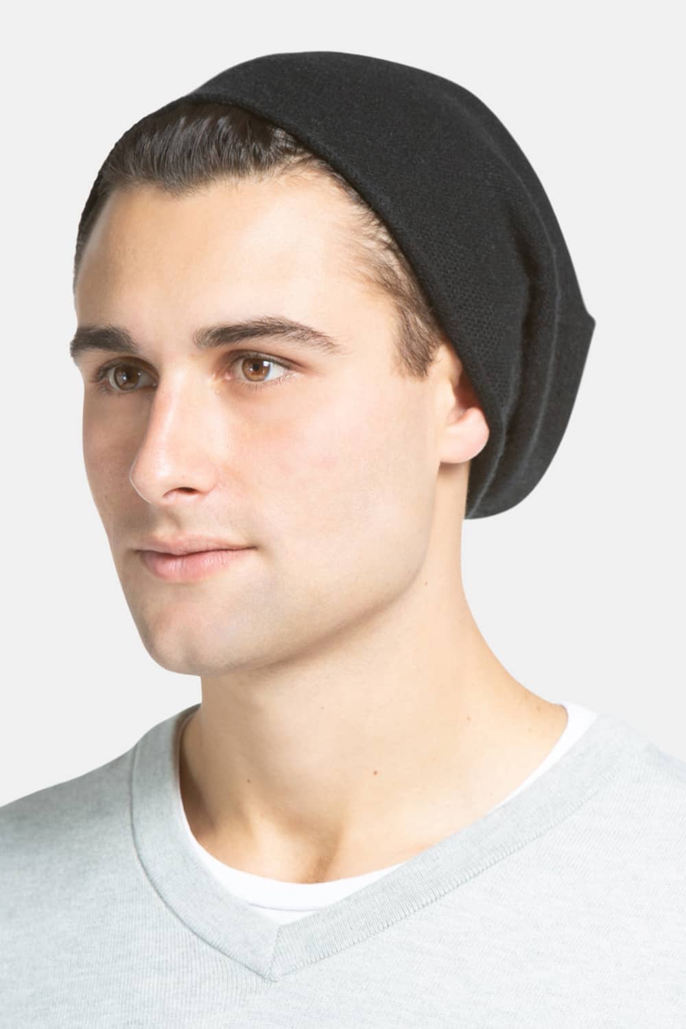 Men's Pure Cashmere Beanies Cashmere Slouchy Beanie Fishers Finery