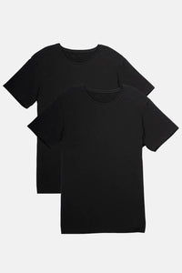 Men's Classic Fit Soft Stretch Crew Neck Undershirt Mens>Casual>Tops Fishers Finery Black S 2 Pack