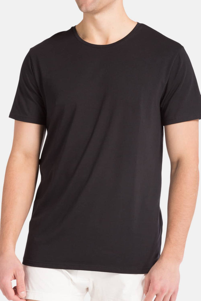 Men's Classic Fit Soft Stretch Crew Neck Undershirt Mens>Casual>Tops Fishers Finery Black S Single Pack