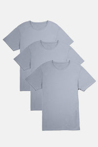 Men's Classic Fit Soft Stretch Crew Neck Undershirt Mens>Casual>Tops Fishers Finery Sky Gray S 3 Pack