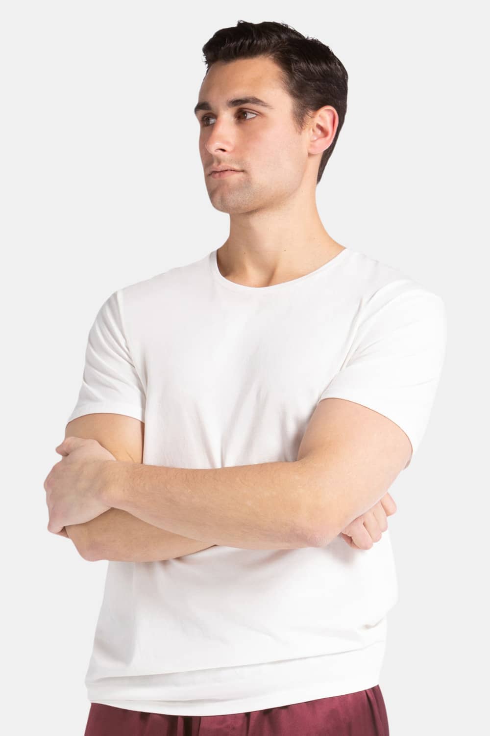 Men's Classic Fit Soft Stretch Crew Neck Undershirt Mens>Casual>Tops Fishers Finery White S Single Pack