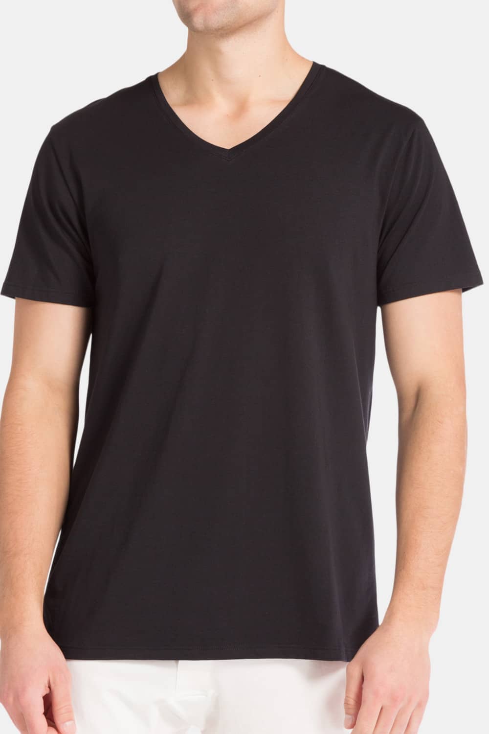 Men's Classic Fit Soft Stretch V-Neck Undershirt Mens>Casual>Tops Fishers Finery Black S Single Pack