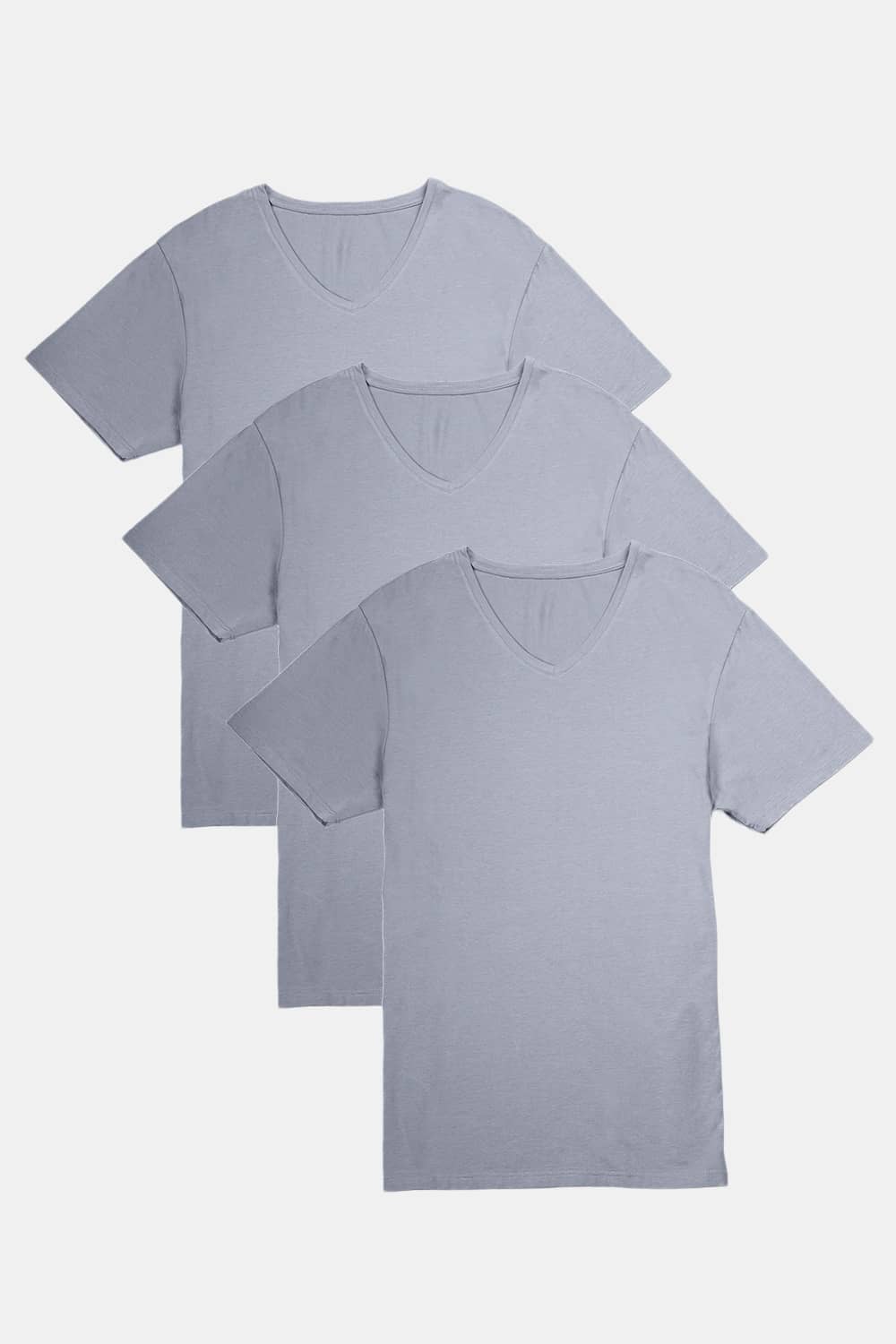 Men's Classic Fit Soft Stretch V-Neck Undershirt Mens>Casual>Tops Fishers Finery Sky Gray S 3 Pack