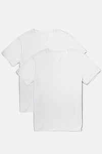 Men's Classic Fit Soft Stretch V-Neck Undershirt Mens>Casual>Tops Fishers Finery White S 2 Pack