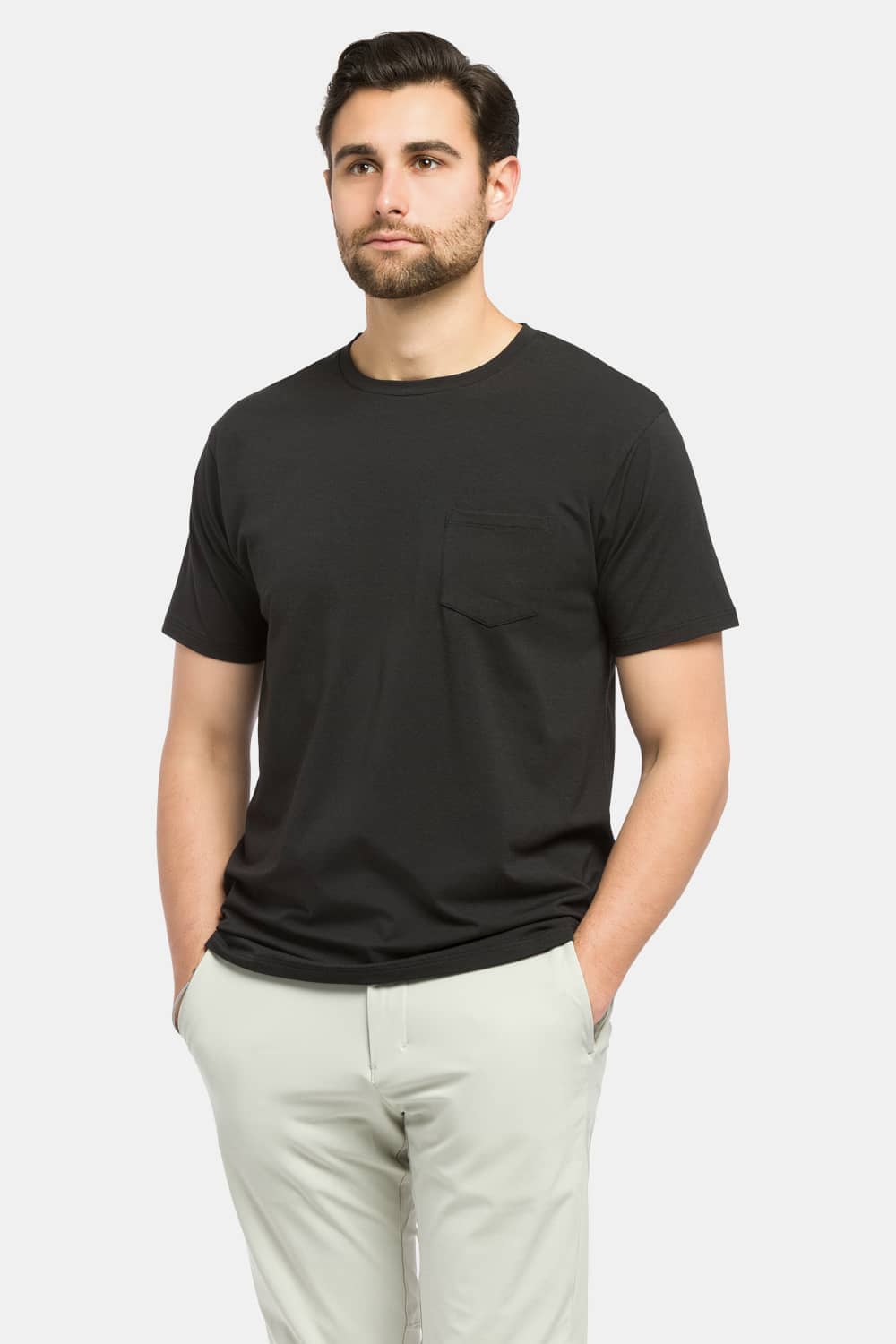 Men's Crew Neck Pocket Tee Mens>Casual>Tops Fishers Finery Black Small