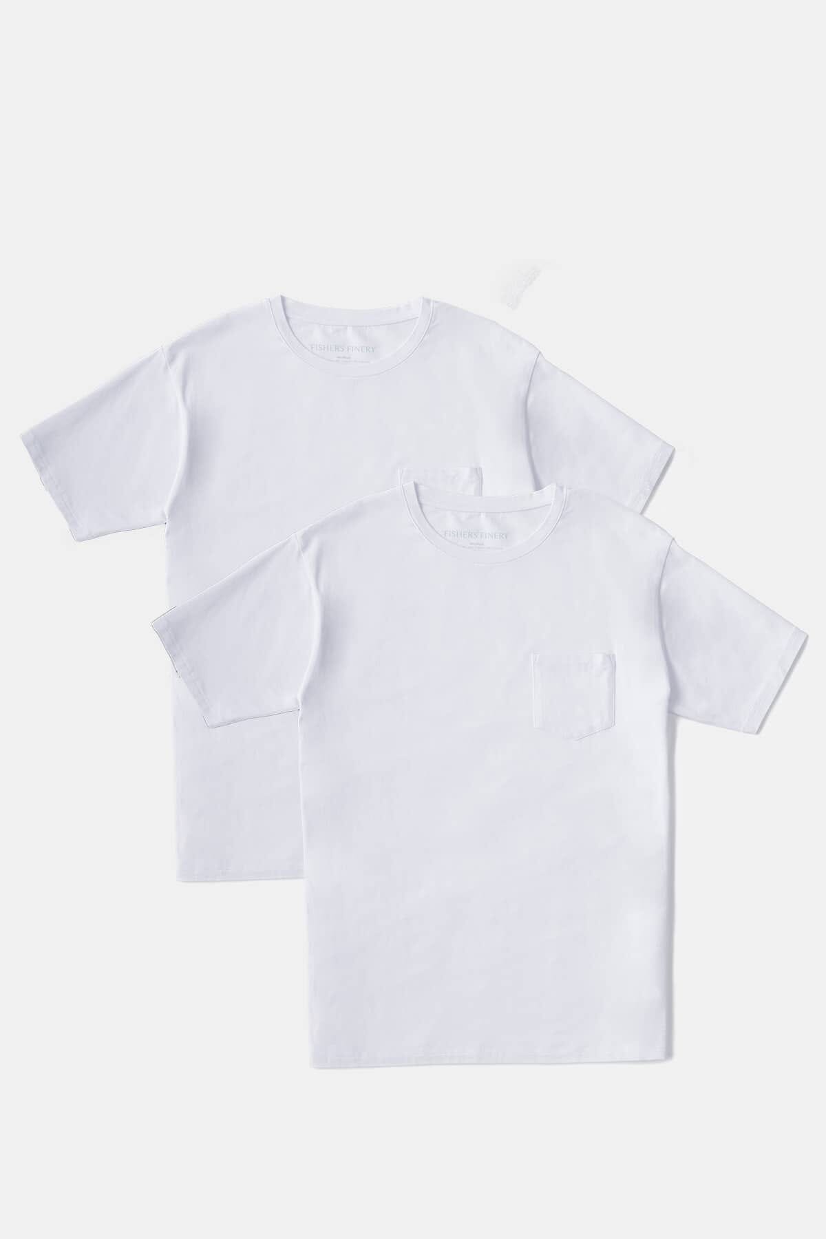Men's Crew Neck Pocket Tee - OUTLET - FINAL SALE Mens>Casual>Tops Fishers Finery White S 2 Pack