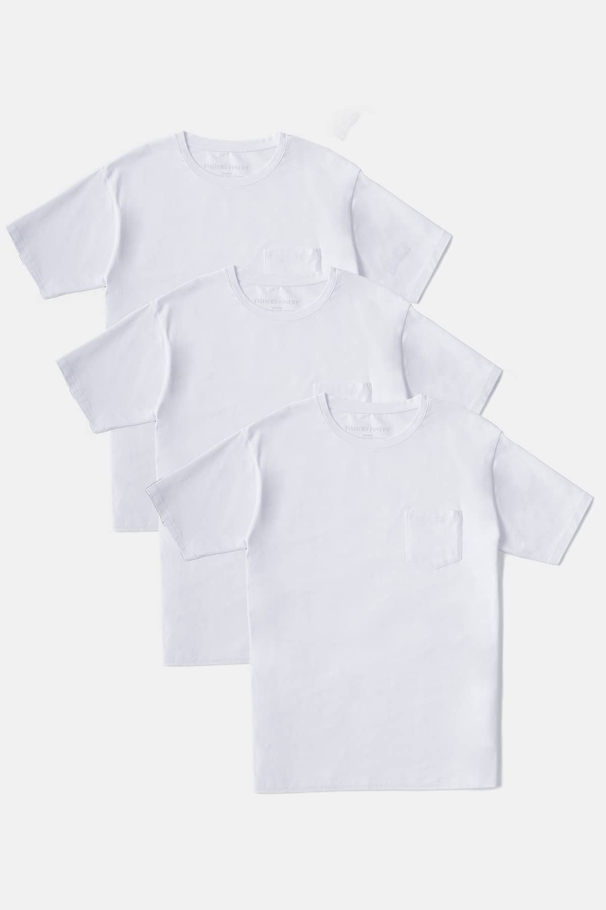 Men's Crew Neck Pocket Tee - OUTLET - FINAL SALE Mens>Casual>Tops Fishers Finery White S 3 Pack
