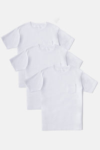 Men's Crew Neck Pocket Tee - OUTLET - FINAL SALE Mens>Casual>Tops Fishers Finery White S 3 Pack