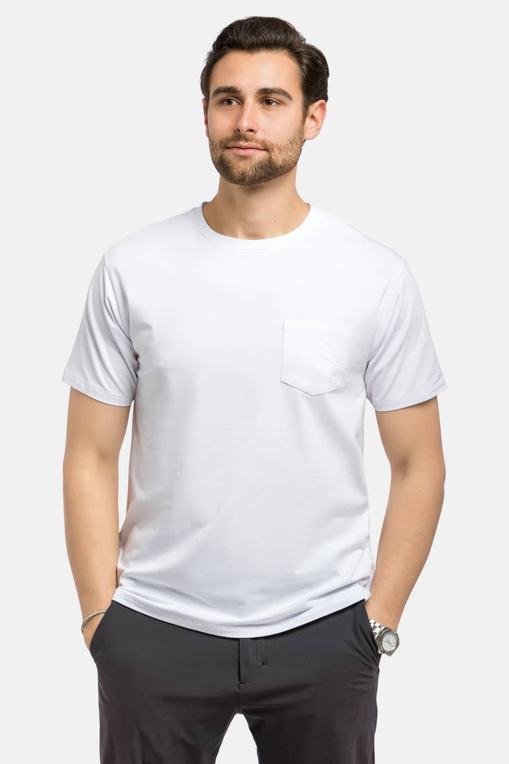Men's Crew Neck Pocket Tee Mens>Casual>Tops Fishers Finery White Small