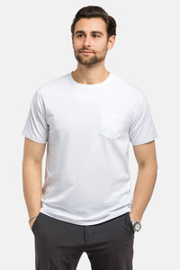 Men's Crew Neck Pocket Tee Mens>Casual>Tops Fishers Finery White Small 