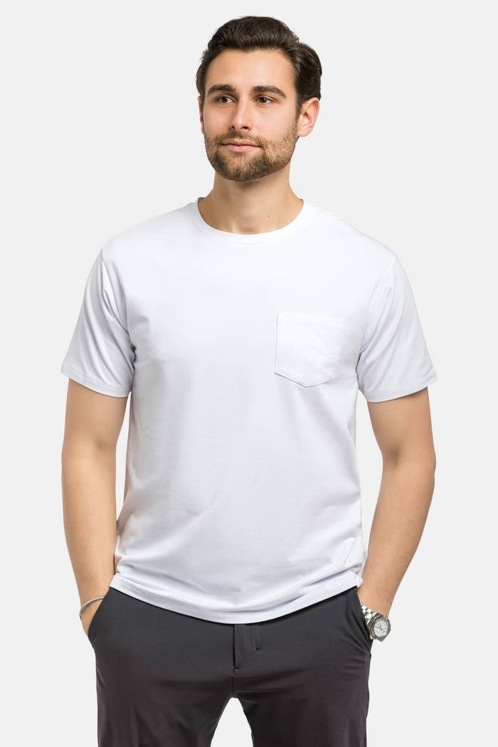 Men's Crew Neck Pocket Tee Mens>Casual>Tops Fishers Finery White Small