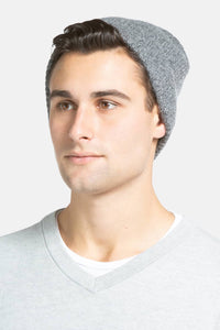 Men's 100% Pure Cashmere Ribbed Hat Mens>Accessories>Hat Fishers Finery Heather Gray One Size Fits Most 