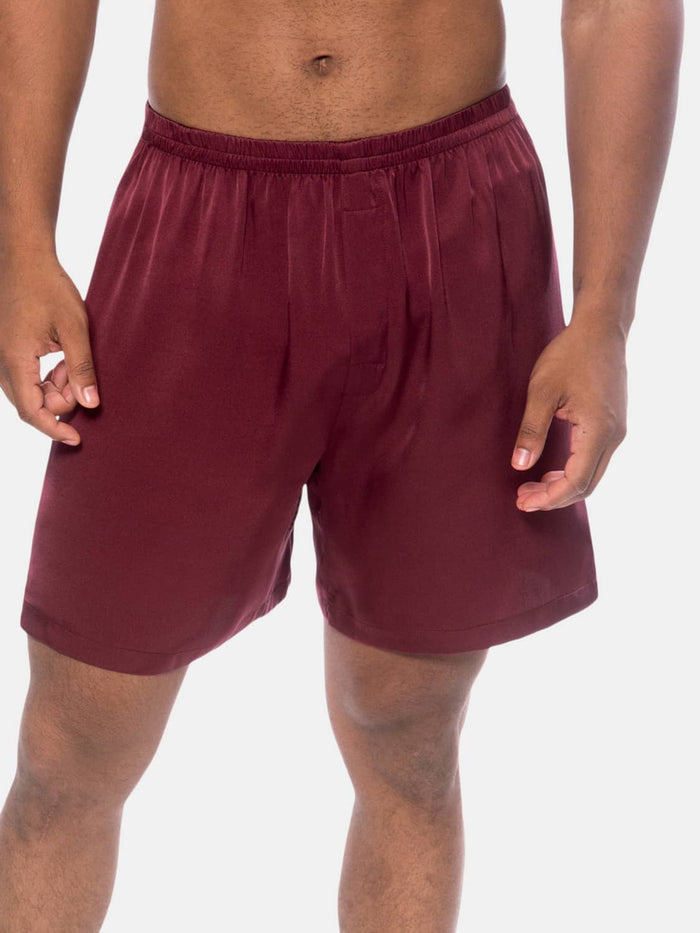 Texere Men's 100% Organic Mulberry Silk Boxer Mens>Sleep and Lounge>Boxer Fishers Finery Burgundy S 