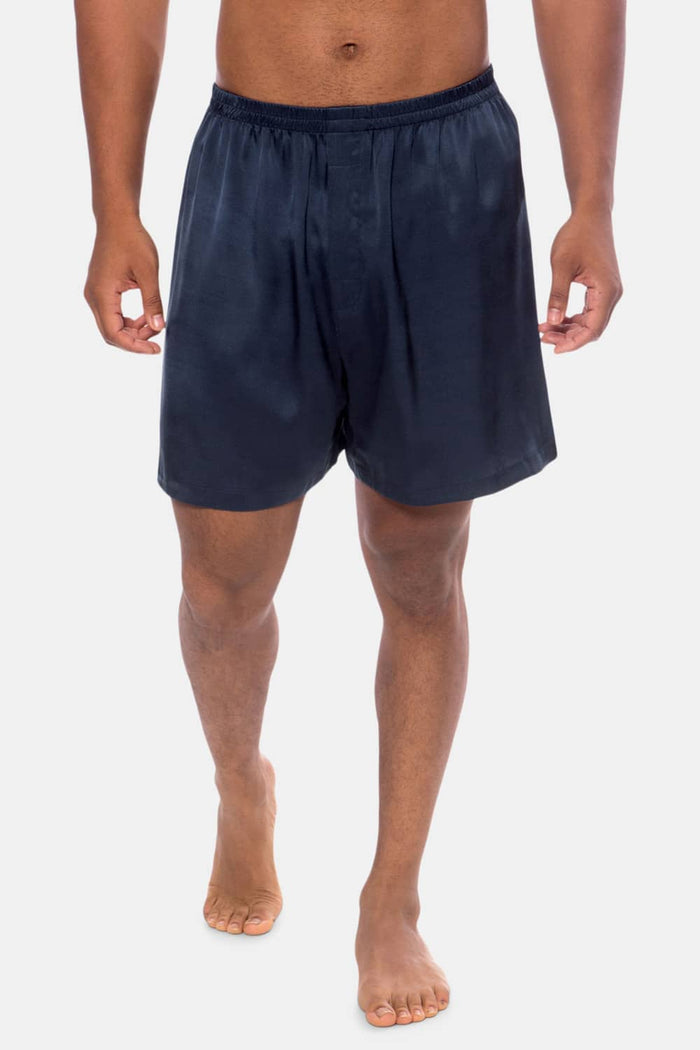 Texere Men's 100% Organic Mulberry Silk Boxer Mens>Sleep and Lounge>Boxer Fishers Finery Midnight Blue S 