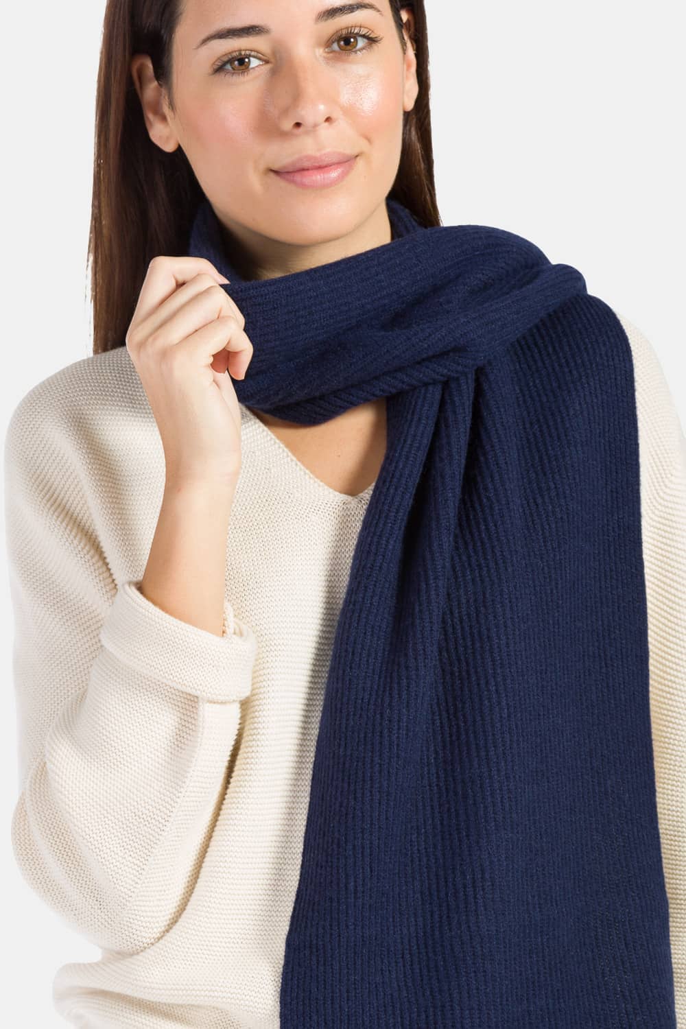 Women's 100% Pure Cashmere Ribbed Knit Scarf with Gift Box Womens>Accessories>Scarf Fishers Finery 