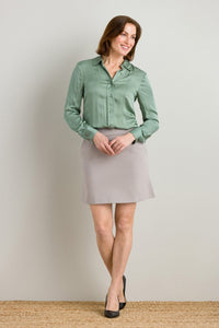 Women's Ponte Knit A-Line Skirt with Pockets Womens>Skirt Fishers Finery Gray Sky XS 