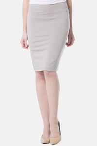 Women's Ponte Knit Pull-On Pencil Skirt Womens>Skirt Fishers Finery Gray Sky X-Small 