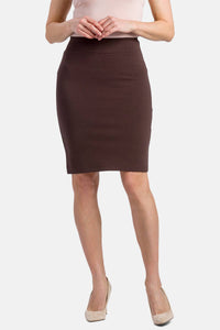 Women's Ponte Knit Pull-On Pencil Skirt Womens>Skirt Fishers Finery Java X-Small 