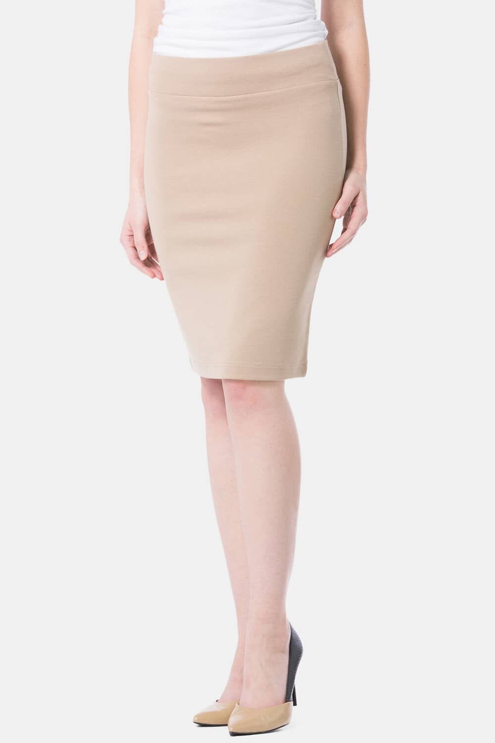 Fishers Finery Women s Ecofabric Ponte Pull On Stretch Above Knee Classic Pencil Skirt Fitted