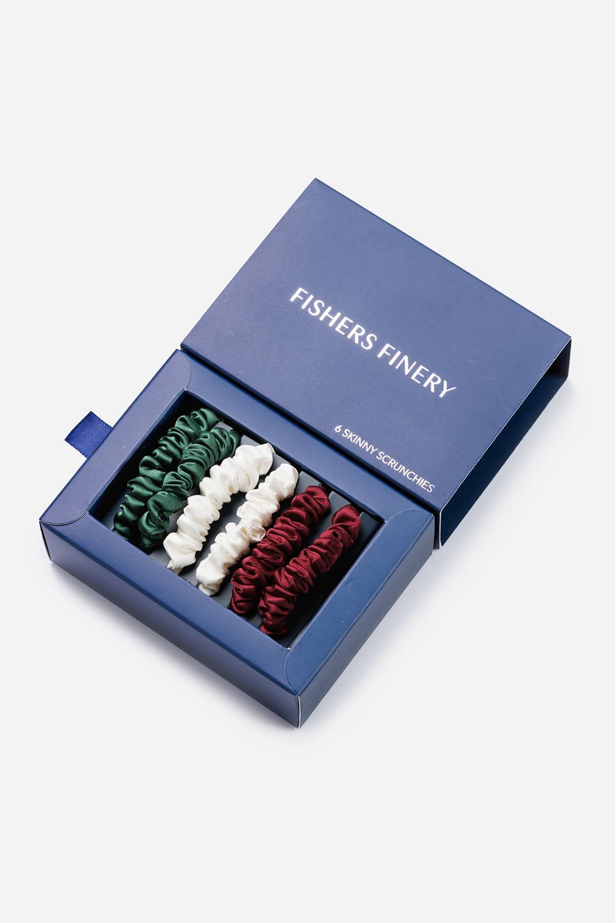 100% Pure Mulberry Silk Hair Scrunchies with Gift Box - Set of 6 Skinny Hair Ties Womens>Beauty>Hair Care Fishers Finery Green-White-Red 