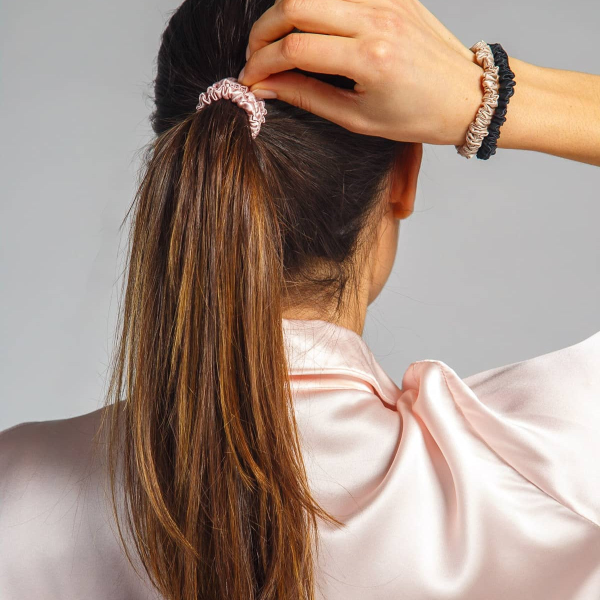Silk Hair Scrunchies | Sets of 6 Skinny Scrunchies | Fishers Finery